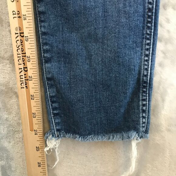 J. Crew Jeans Womens 24 Blue Vintage Straight Button Fly Raw Hem Ankle J9755 - Picture 11 of 12